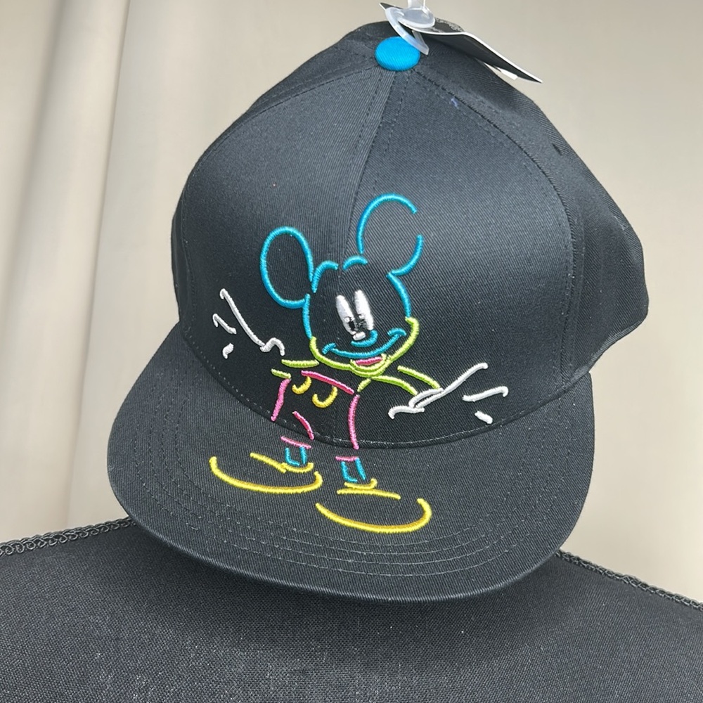 Disney Black Hat with Vibrant Embroidery “Neon Mouse”